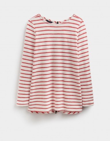 JOULES CAROLINE TEXTURED LOOPBACK SWEATSHIRT / red stripe sweatshirts - flipped