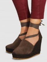 CASTAÑER‎ Velvet Espadrille Wedges ~ chocolate-brown high heel espadrilles