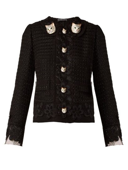 DOLCE & GABBANA Cat-button wool-blend tweed jacket ~ Italian jackets - flipped