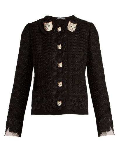 DOLCE & GABBANA Cat-button wool-blend tweed jacket ~ Italian jackets