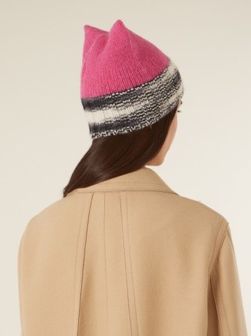 MISSONI Cat-ear alpaca-blend beanie hat / cute pink beanies / knitted hats / accessories - flipped