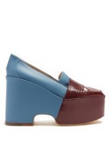 GABRIELA HEARST Cebalios two-tone leather flatform loafers / blue and burgundy / yummy chunky platforms
