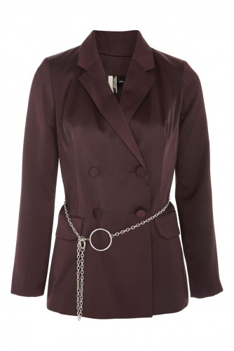 TOPSHOP Chain Belted Jacket – burgundy jackets