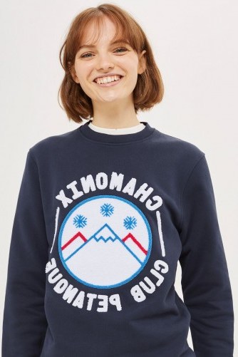 Club Petanque Chamonix Sweatshirt / navy slogan sweatshirts - flipped