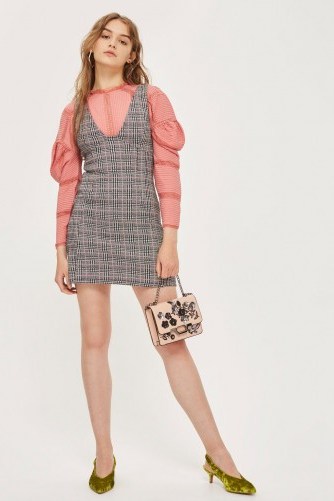 Topshop Check A-Line Pinafore Dress / checked dresses / pinafores - flipped