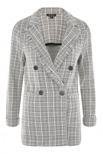 Topshop Check Jersey Frill Jacket / grey checked jackets / checks