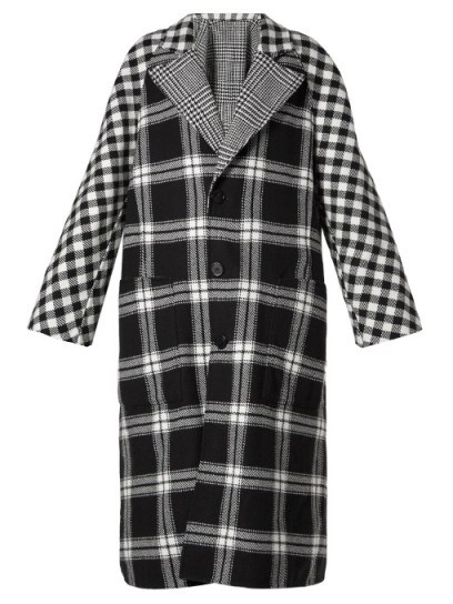 BURBERRY Checked reversible wool and cashmere-blend coat | black and white check coats | mixed checks - flipped