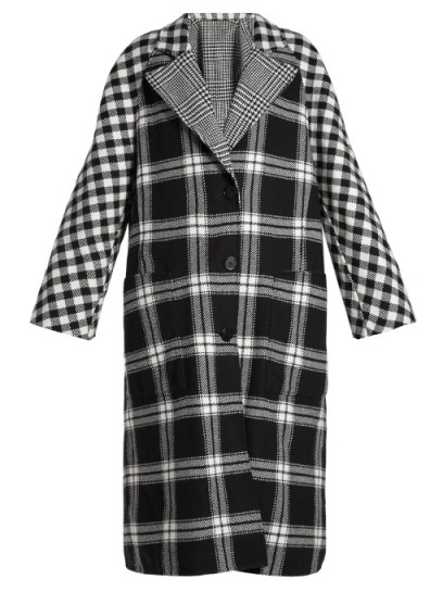 BURBERRY Checked reversible wool and cashmere-blend coat | black and white check coats | mixed checks