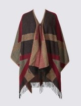 M&S COLLECTION Checked Tassel Wrap ~ red and grey wraps ~ Marks and Spencer capes