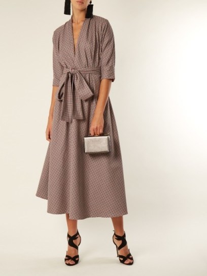 LUISA BECCARIA Checked tie-waist wool-blend dress ~ elegance ~ style - flipped