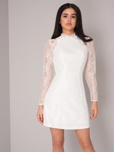 CHI CHI ELLA DRESS – white lace mini dresses – party fashion - flipped