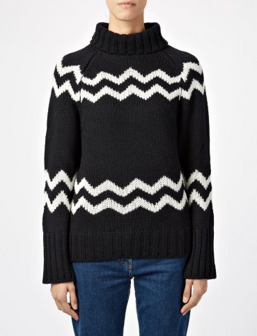 JOSEPH Chunky Intarsia High Neck Sweater ~ stylish winter knitwear - flipped