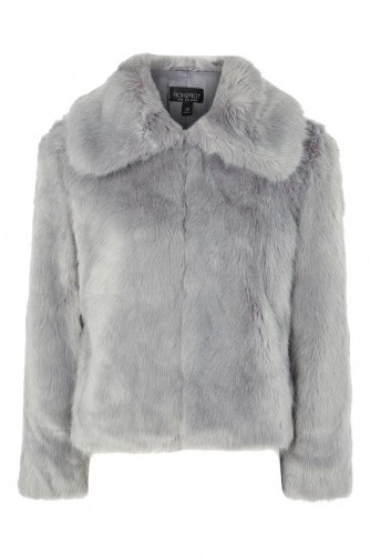 TOPSHOP CLAIRE Luxe Faux Fur Coat – grey winter coats - flipped