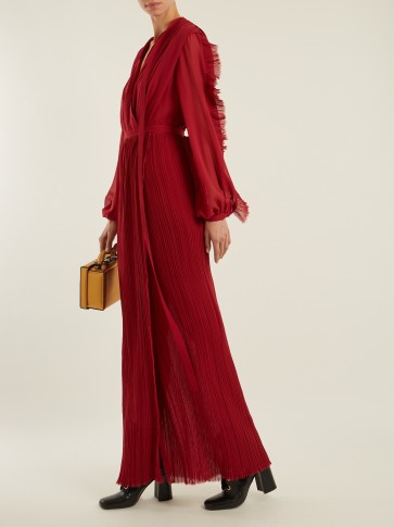 RAQUEL DINIZ Clara plissé wrap silk gown – luxury designer red gowns