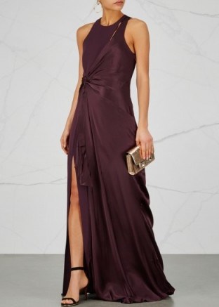 CINQ À SEPT Clemence aubergine knotted gown ~ chic purple gowns ~ effortless evening style - flipped