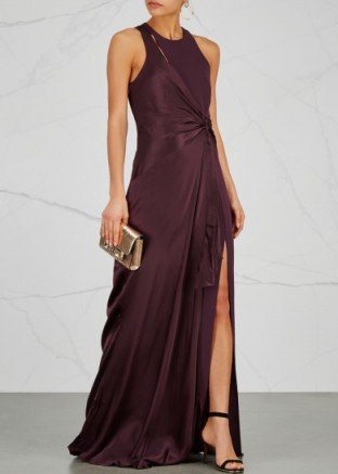 CINQ À SEPT Clemence aubergine knotted gown ~ chic purple gowns ~ effortless evening style