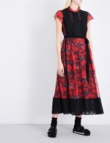COACH Horse Print Lacework chiffon maxi dress ~ red lace hem dresses