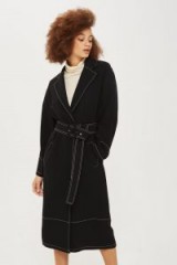 Topshop Contrast Stitch Duster Coat | black belted coats