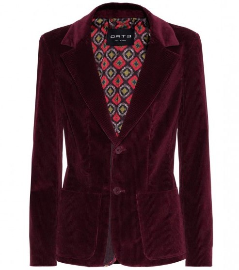 ETRO Single Breasted Corduroy jacket ~ burgundy cord jackets ~ 70s vintage style fashion - flipped
