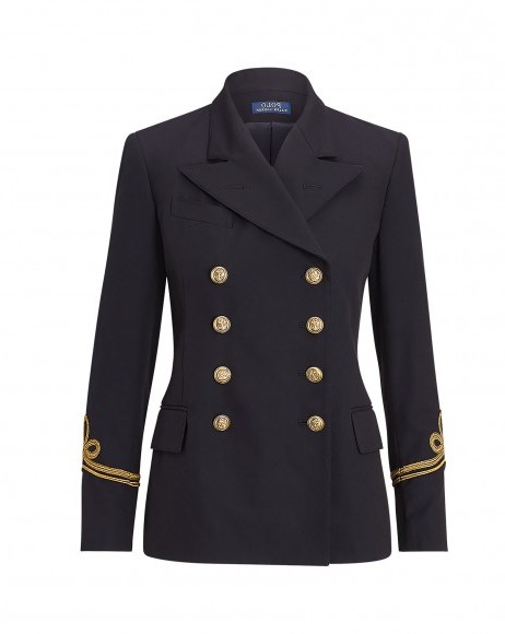 POLO Ralph Lauren Cotton-Wool Admiral Jacket – smart navy double breasted jackets - flipped
