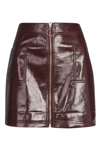Topshop Cracked Vinyl Zip Mini Skirt | wine-red skirts