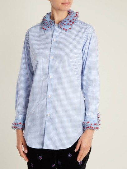 JUPE BY JACKIE Crownbet organza-trimmed cotton-gingham shirt | ruffle trim check shirts