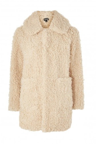 Topshop Curly Faux Fur Coat | fluffy cream winter coats - flipped