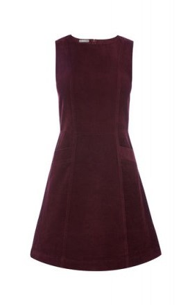 OASIS CUT ABOUT CORD DRESS – burgundy red corduroy dresses - flipped