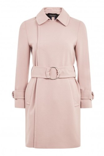 Topshop – Daisy Crepe Duster Coat ~ pink belted coats - flipped