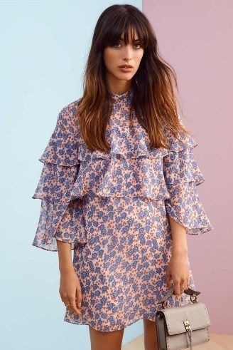 REBECCA MINKOFF DARCY DRESS – ruffled pink and blue floral dresses – - flipped