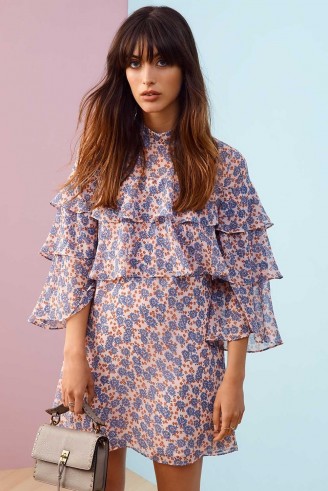 REBECCA MINKOFF DARCY DRESS – ruffled pink and blue floral dresses –