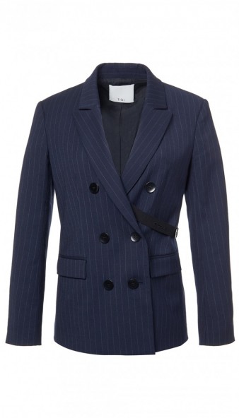 TIBI DELMONT PINSTRIPE STEWARD BLAZER ~ navy-blue suits ~ smart suit blazers ~ tailored jackets