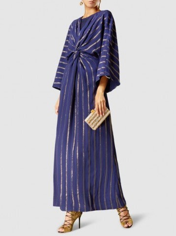 DHELA‎ Metallic Stripe Silk-Chiffon Dress - flipped