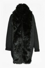 FRENCH CONNECTION Double Sided Vhari Faux Fur Collar Coatigan | knitted coats | winter knitwear | grey and black cardigans