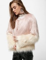 STRADIVARIUS Dyed faux fur coat | shaggy pink ombre coats | glam winter jackets