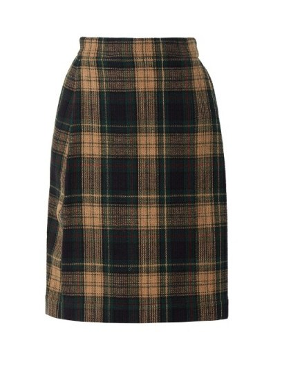 VIVIENNE WESTWOOD ANGLOMANIA Elisa tartan wool-blend skirt | green plaid skirts - flipped