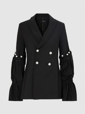 ELLERY‎ Pearl-Embellished Blazer ~ chic black jackets - flipped
