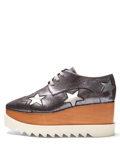 STELLA MCCARTNEY Elyse lace-up glitter-effect platform shoes / shimmering platforms/flatforms - flipped