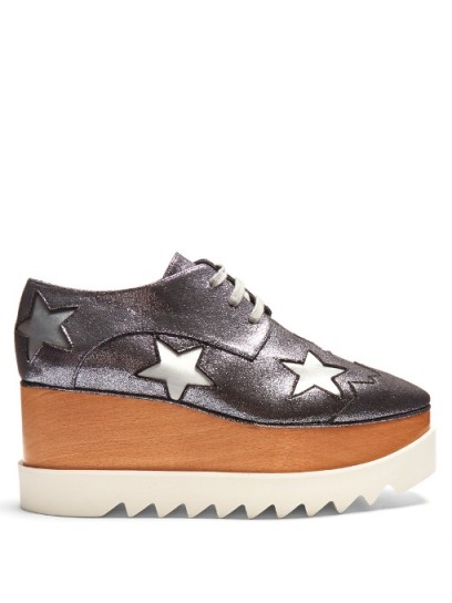 STELLA MCCARTNEY Elyse lace-up glitter-effect platform shoes / shimmering platforms/flatforms