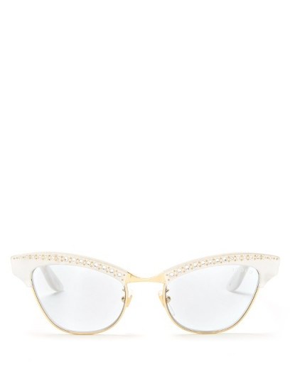 GUCCI Embellished cat-eye acetate sunglasses ~ chic vintage style eyewear - flipped