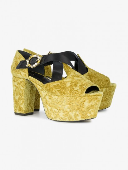 Erdem Phillipa 110 gold Velvet Platform Sandals / yummy chunky platforms