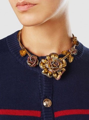 ‎ERICKSON BEAMON‎ Crystal Flower Necklace ~ statement jewellery ~ floral necklaces - flipped