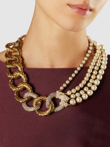 ERICKSON BEAMON‎ Gold-Plated Faux Pearl Necklace ~ statement jewellery - flipped