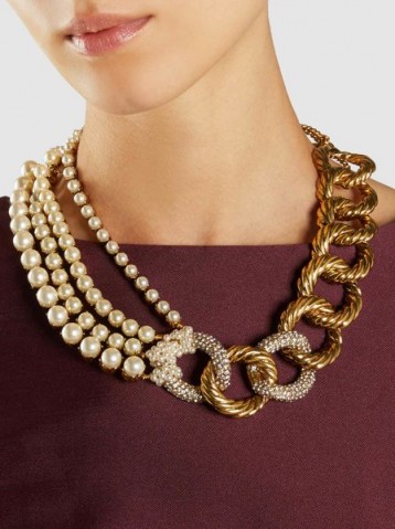 ERICKSON BEAMON‎ Gold-Plated Faux Pearl Necklace ~ statement jewellery
