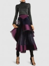 ‎ESTEBAN CORTAZAR‎ Shimmer-Satin Asymmetric Skirt ~ purple occasion skirts ~ luxe style evening wear