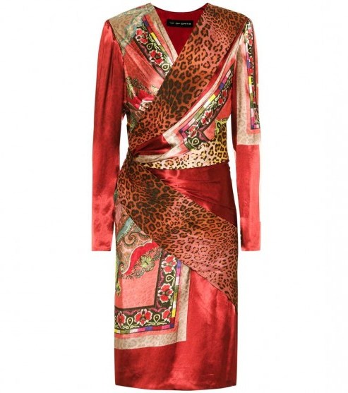 ETRO Printed silk-blend dress – red mixed print dresses – animal prints - flipped