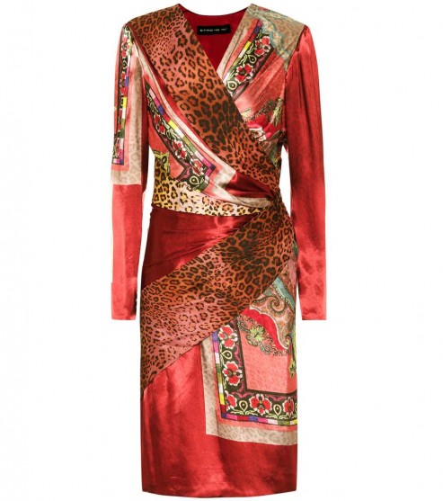 ETRO Printed silk-blend dress – red mixed print dresses – animal prints