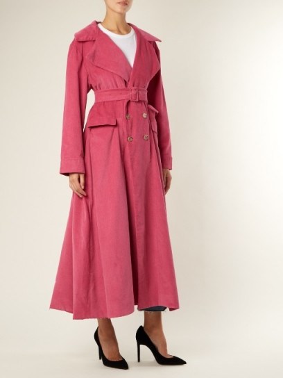 ART SCHOOL Euphoria corduroy trench coat ~ chic rose-pink cord coats - flipped
