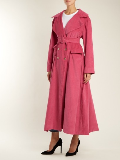 ART SCHOOL Euphoria corduroy trench coat ~ chic rose-pink cord coats