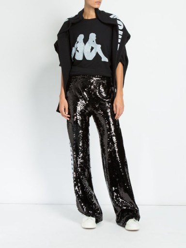 FAITH CONNEXION sequin track pants / shimmering black trousers - flipped